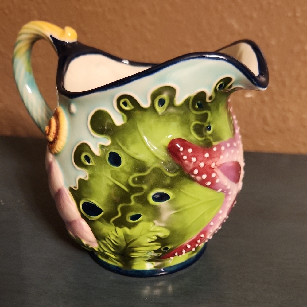 Blue Sky J McCall Starfish Ceramic Creamer Pitcher Vase Jug - Picture 5 of 9